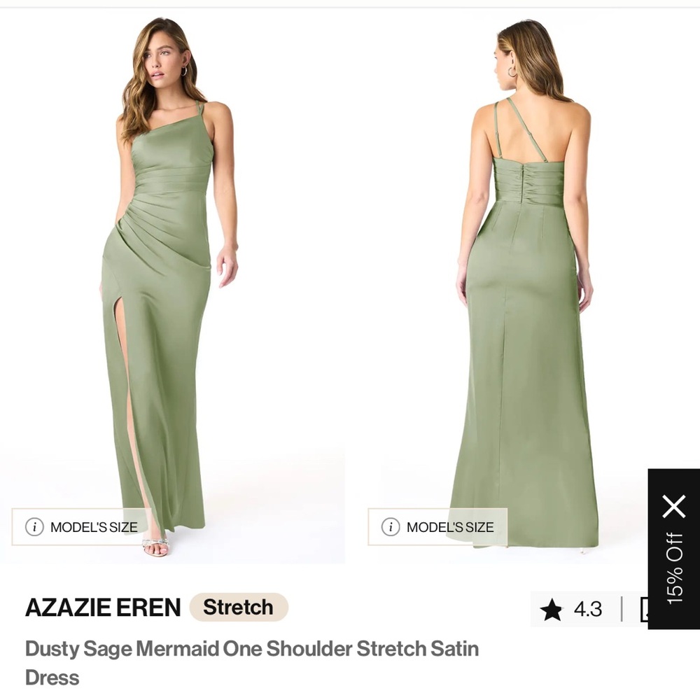Azazie Eren Dusty Sage One Shoulder Dress